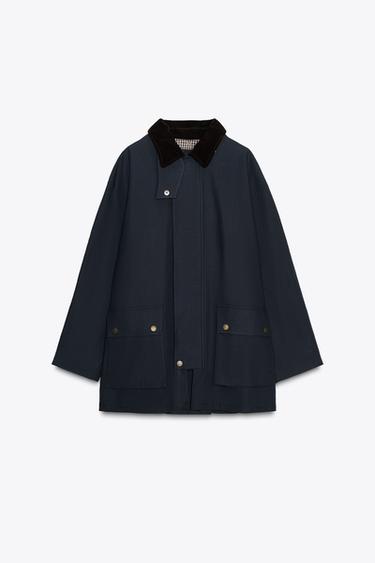 HOODED CONTRAST LAPEL TRENCH COAT ZW COLLECTION - Blue by Zara - Image 6