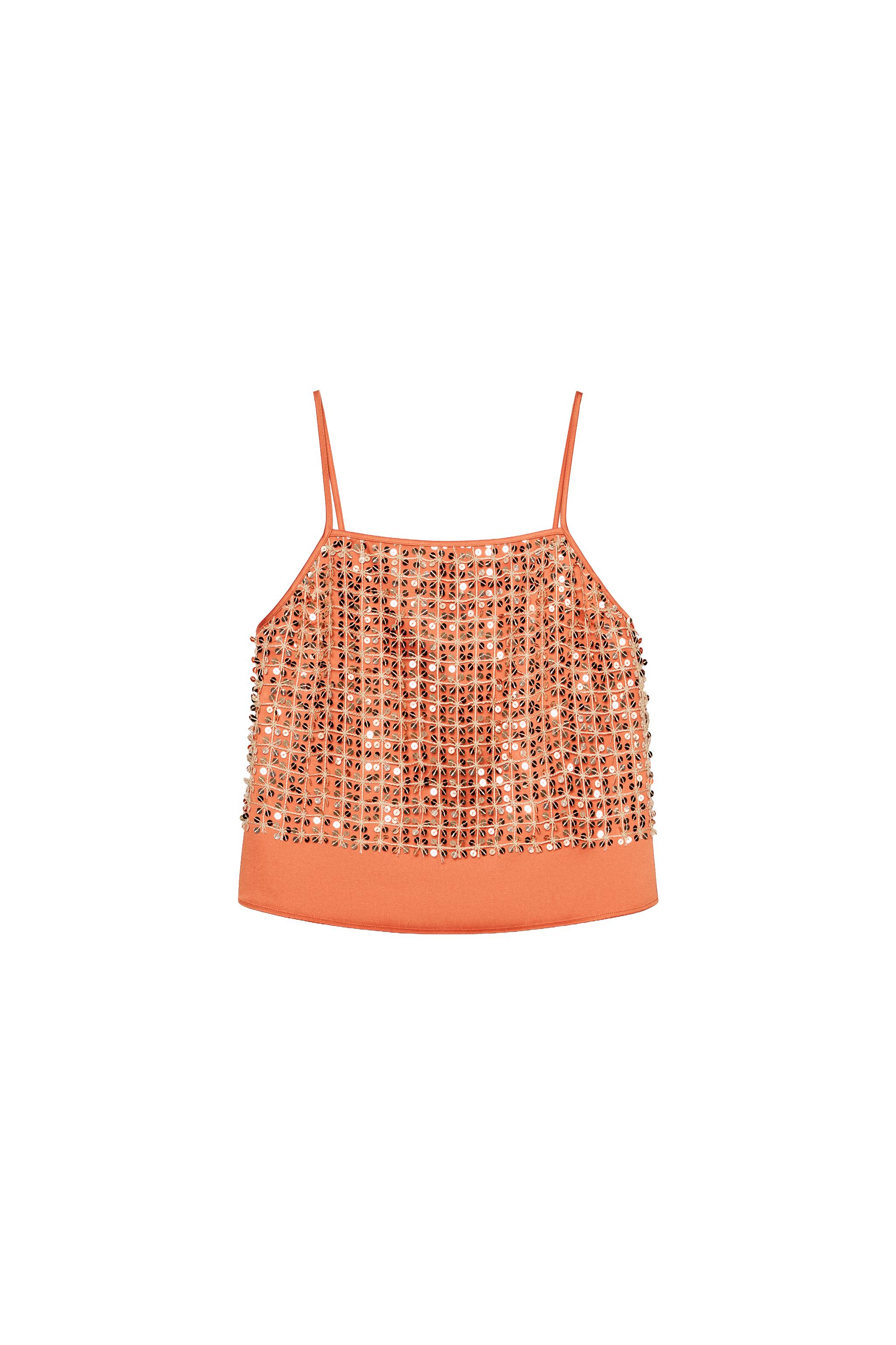 SEQUIN CROP TOP — Orange