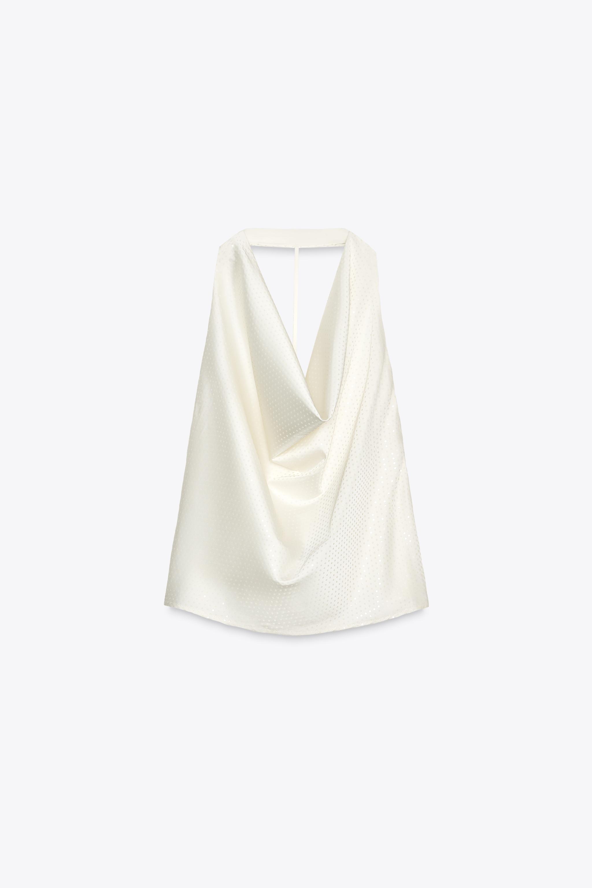 SPARKLY HALTER TOP - Ecru | ZARA United States
