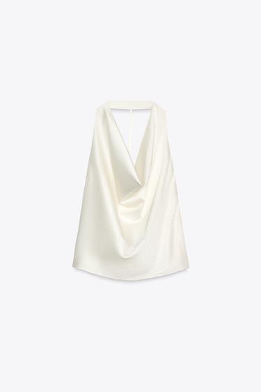 TOP HALTER BRILLANT - Écru de Zara - Image 4