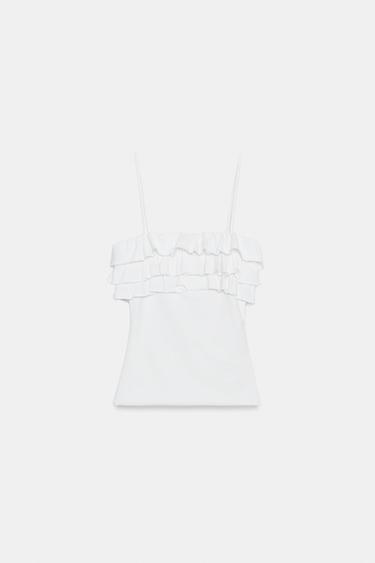 TOP À BRETELLES ET VOLANTS - Blanc de Zara - Image 6