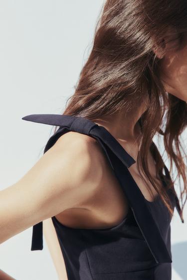STRETCH TOP WITH BOWS - Black by Zara - Image 2