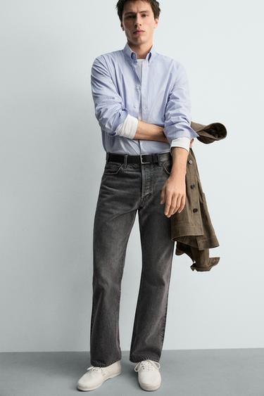 CHEMISE RELAXED FIT À CARREAUX - Bleu ciel de Zara - Image 4