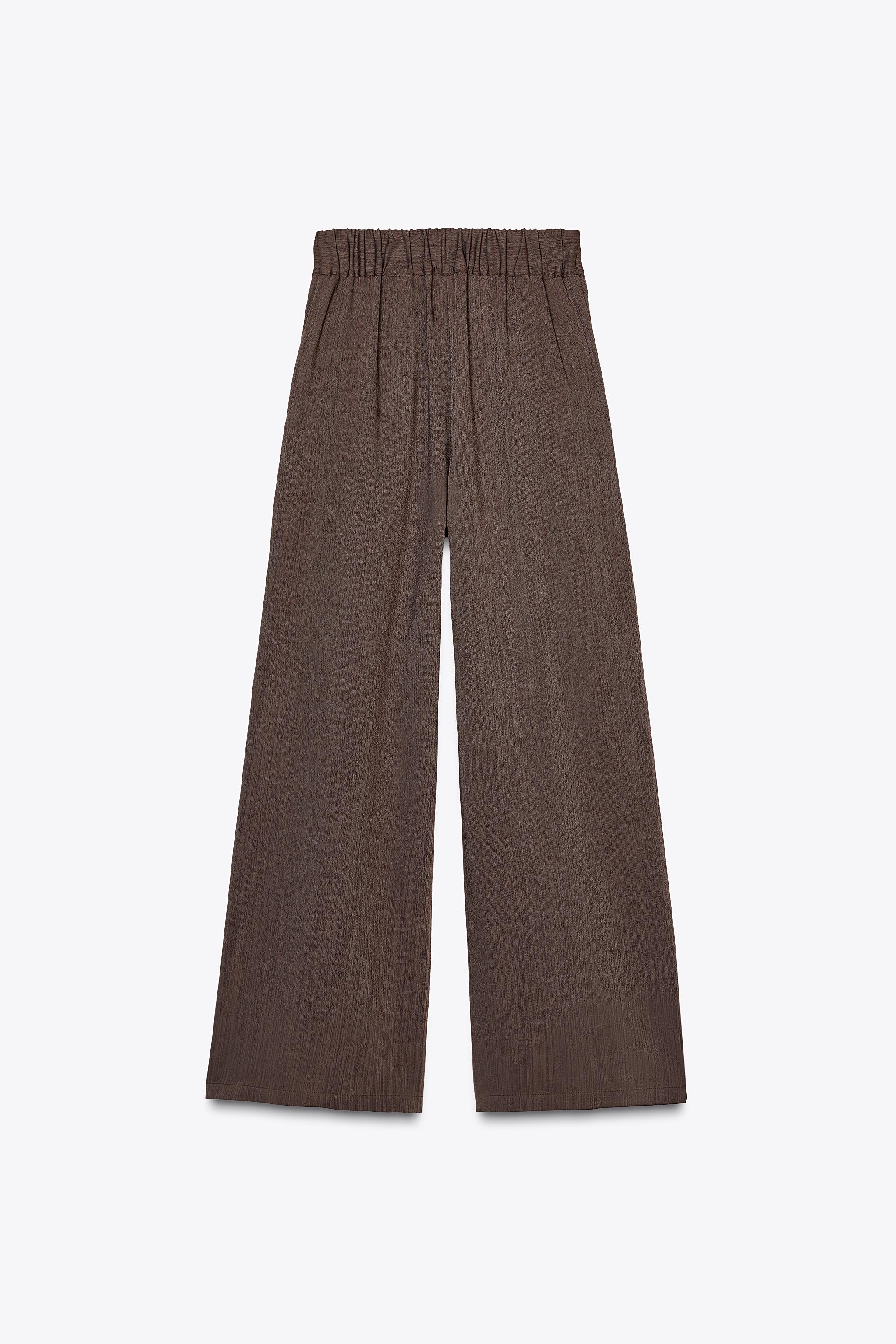 【ZARA】ダーツ入りワイドレッグパンツ ブラウン | 3666/064/700 ダーツ入りワイドレッグパンツ - ブラウン | ZARA Japan / 日本