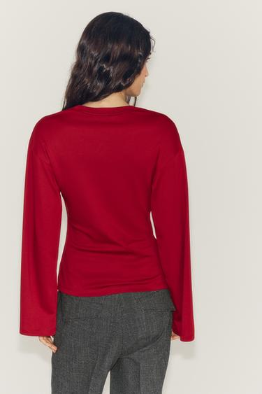 T-SHIRT AJUSTÉ SUPIMA® - Rouge foncé de Zara - Image 2