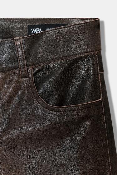 PANTALON EN CUIR ZW COLLECTION ÉDITION LIMITÉE - Marron de Zara - Image 4