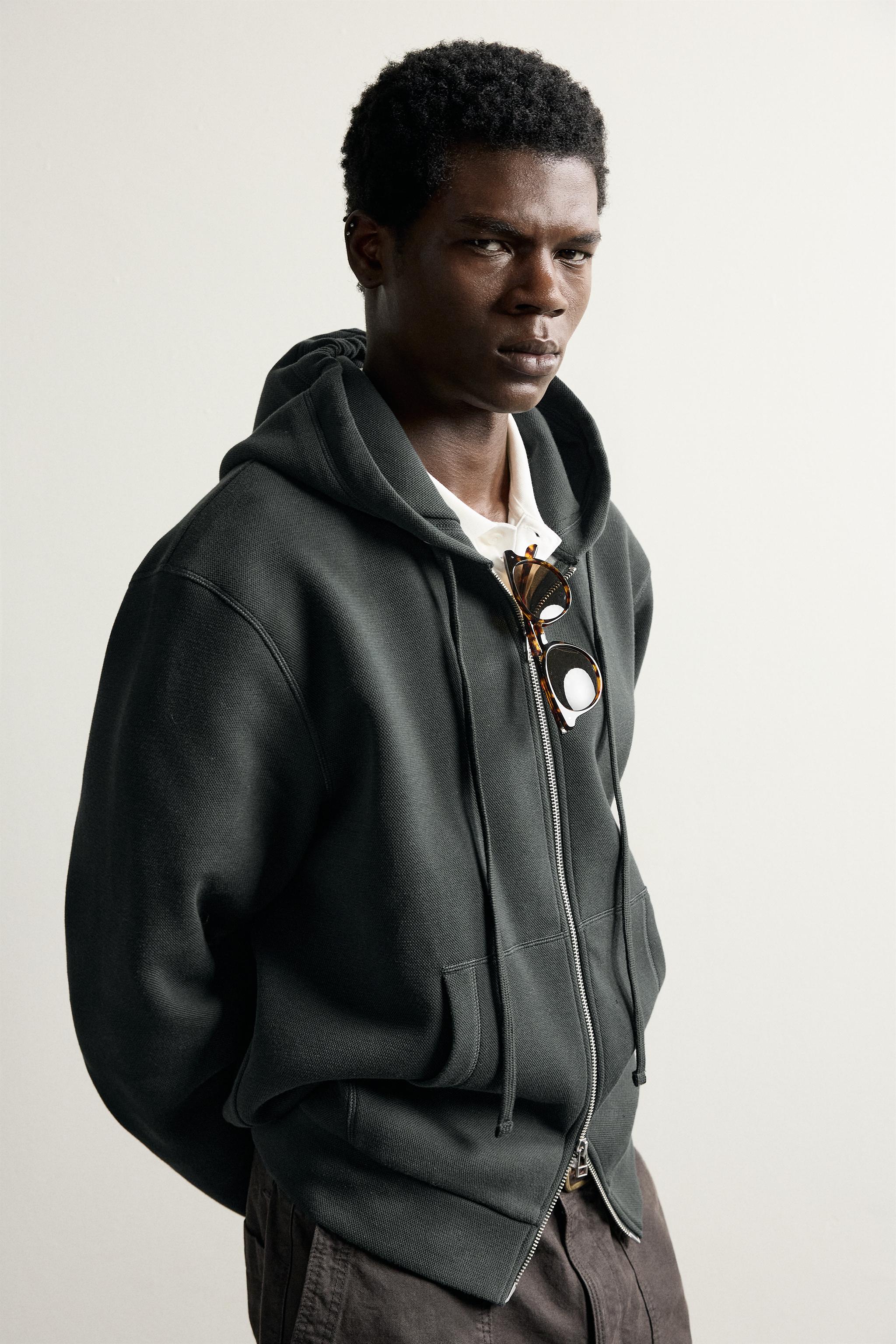 CONTRAST PIQUÉ HOODIE