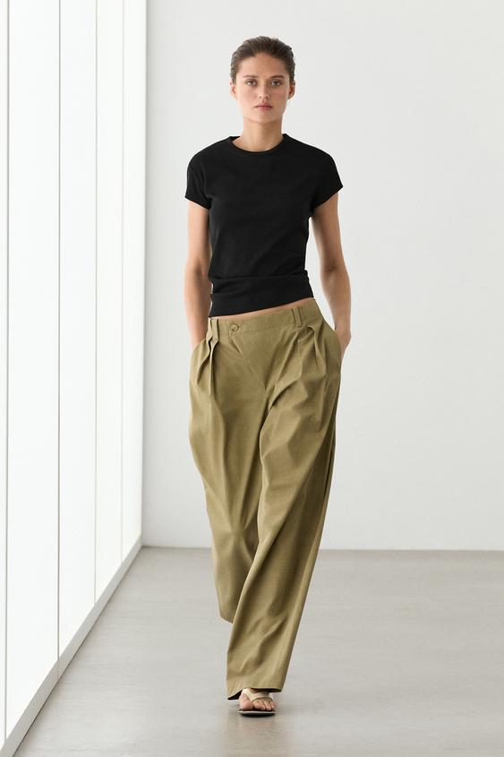 Zara 100% mercerised cotton short sleeve T-shirt - Black - Image 0