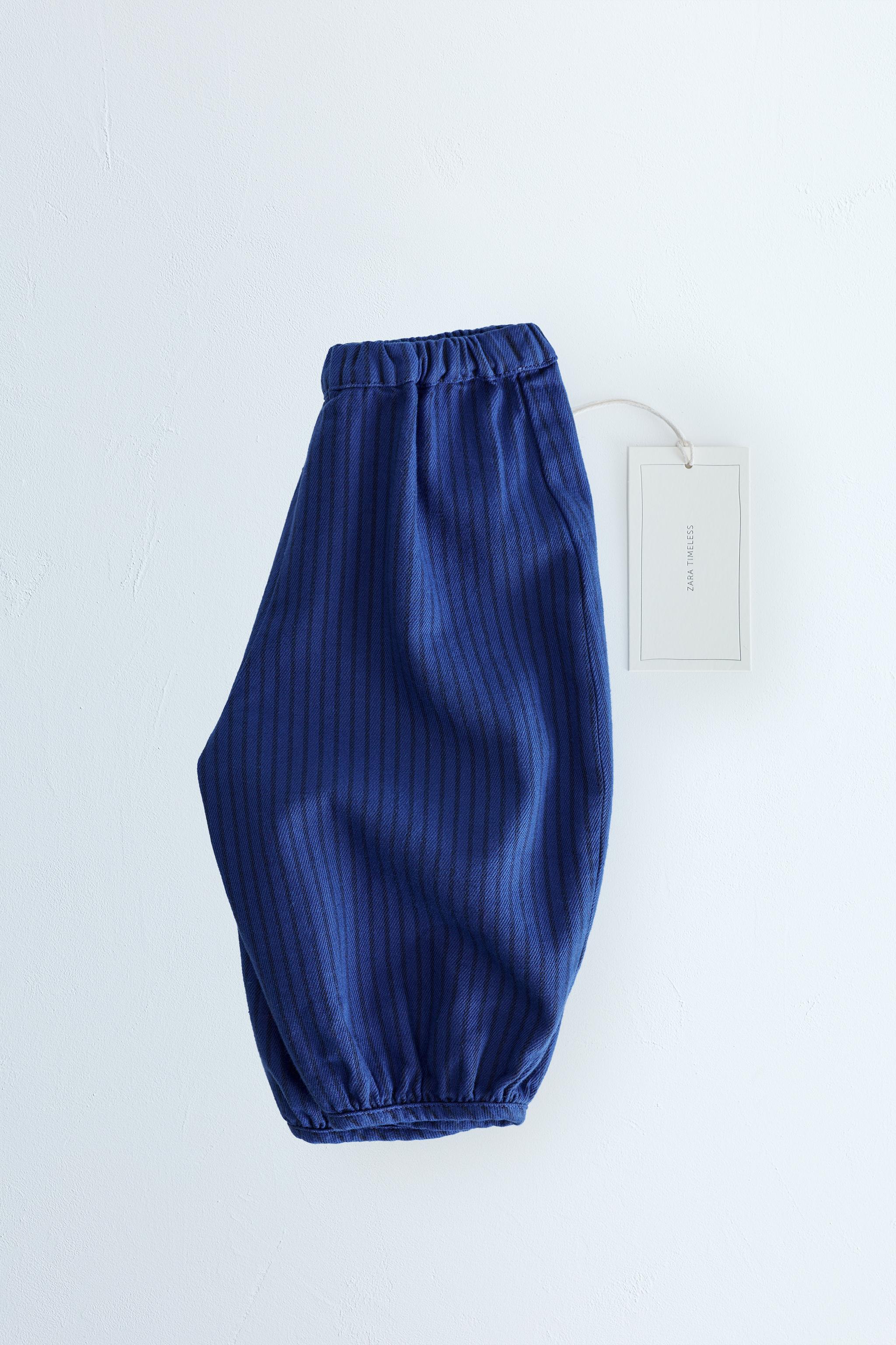 ZARA TIMELESS - PANTALON SERGÉ BALLON RAYURES
