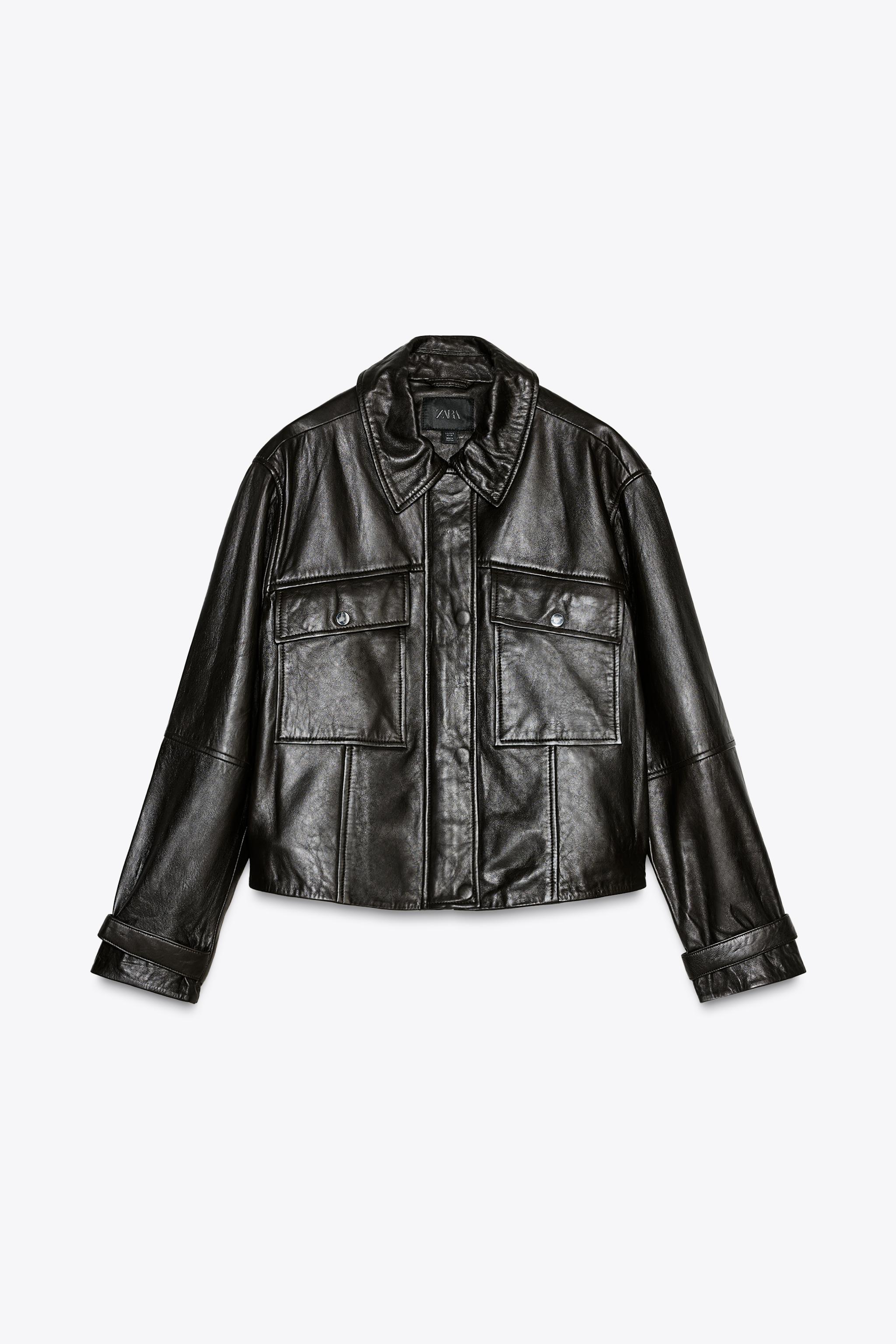 100% LEATHER JACKET WITH POCKETS - Brown | ZARA Australia