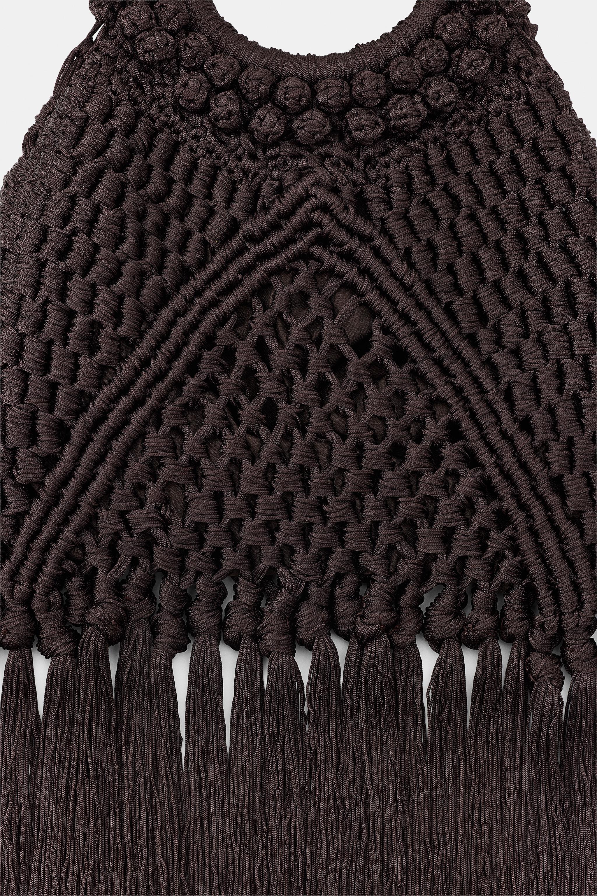 SAC EN TISSU À NŒUDS ET FRANGES