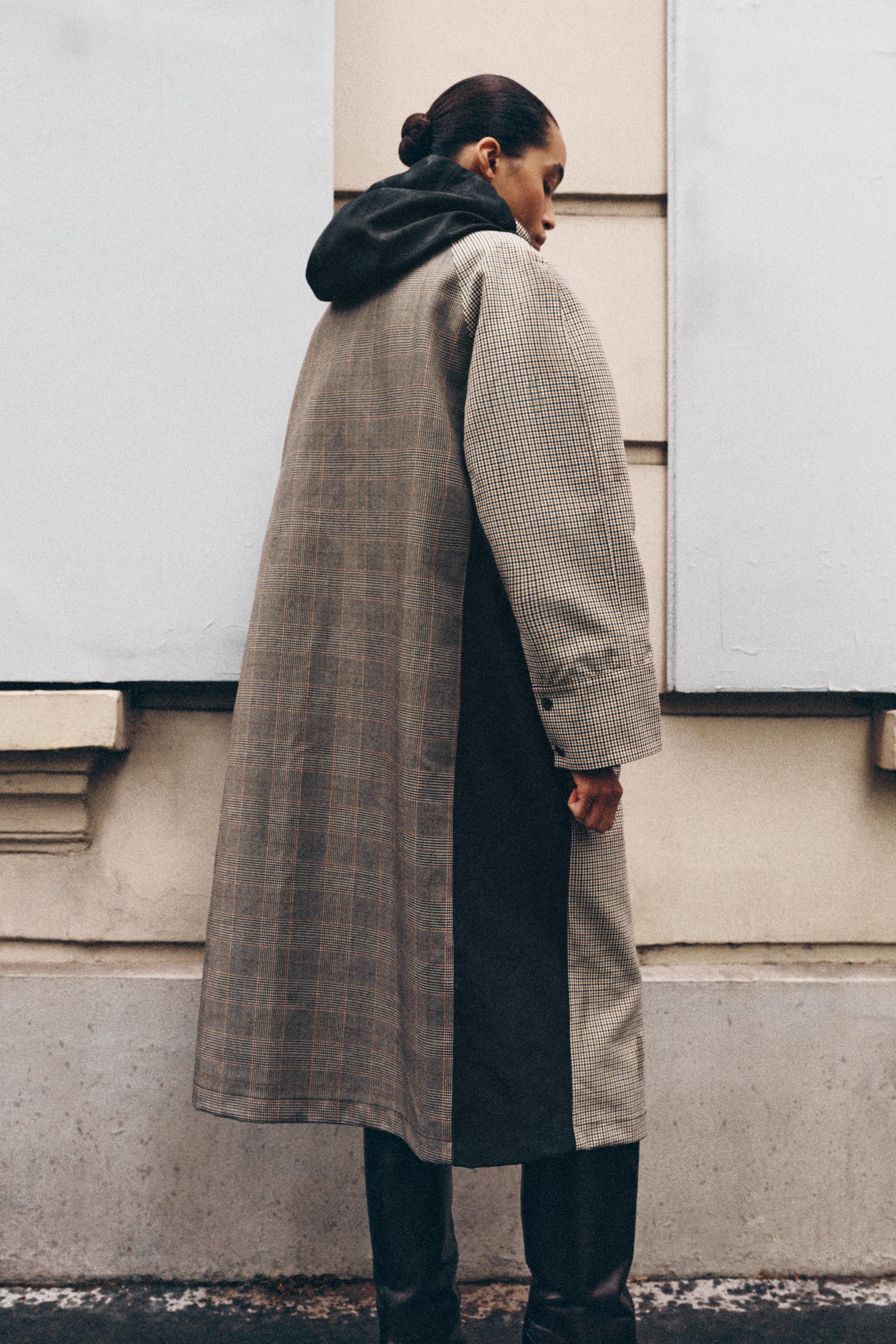 ZW COLLECTION LONG PLAID TRENCH COAT