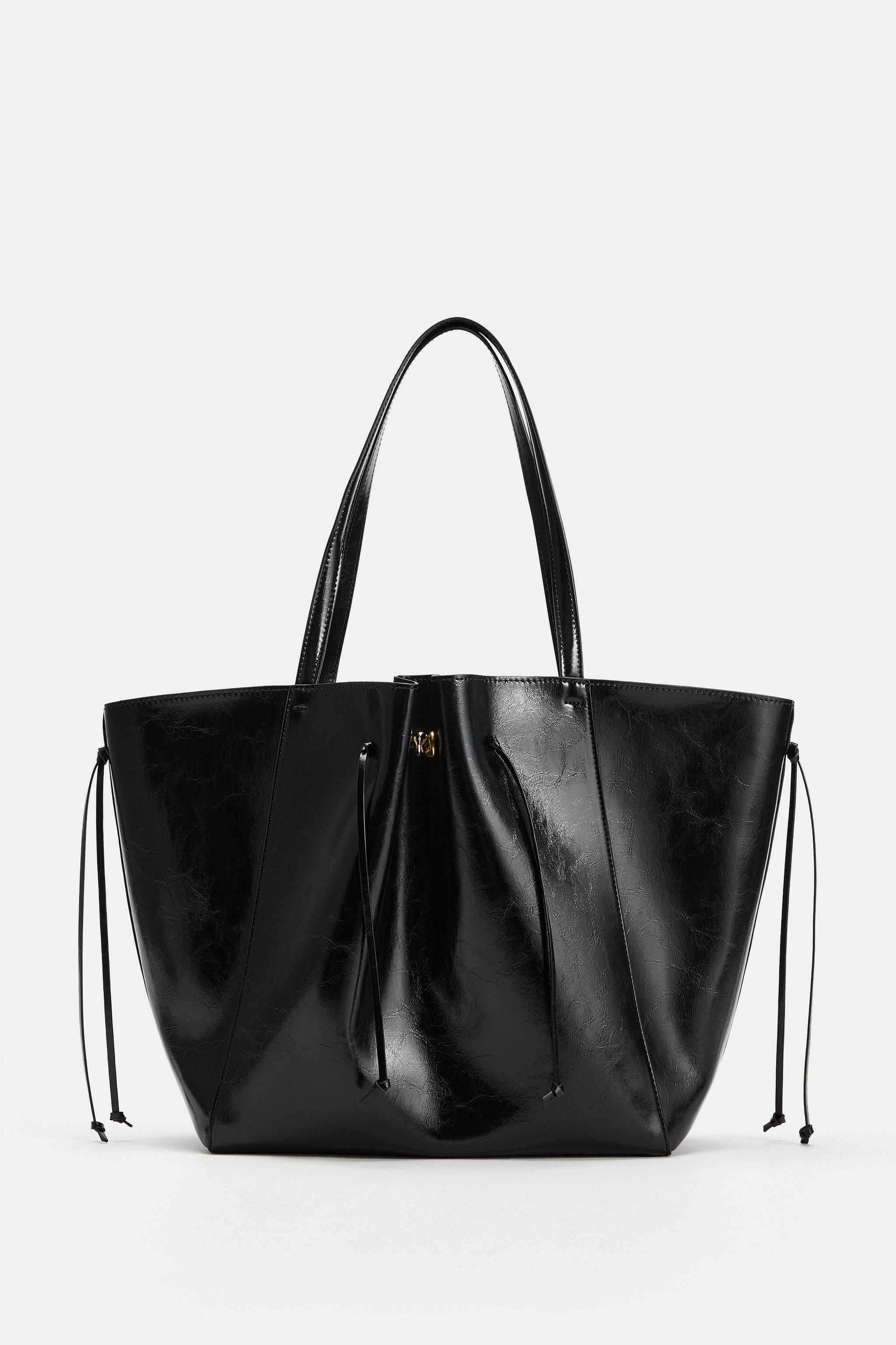 RUCHED SHOPPER TOTE BAG