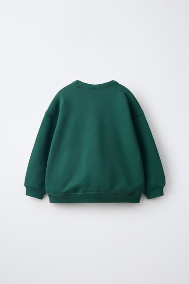 CONTRAST STITCH SWEATSHIRT — Mid-green 2