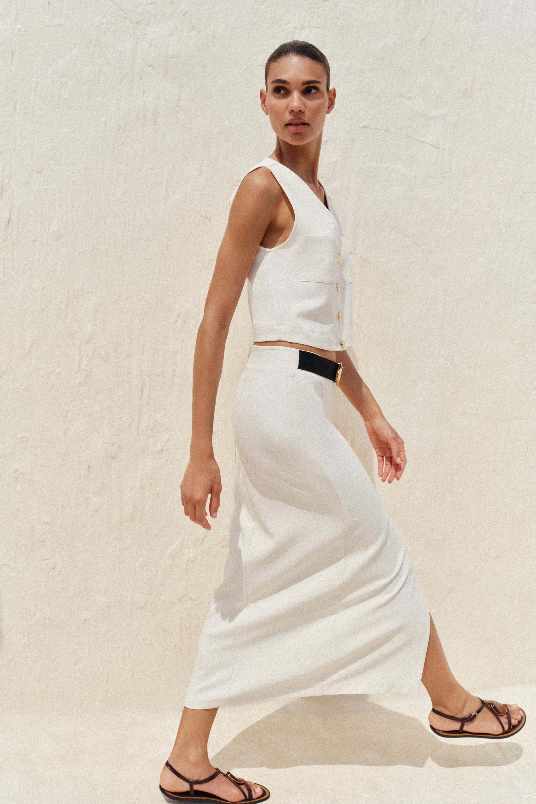 JUPE MIDI CRÊPE CEINTURE