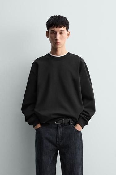 인터록 포켓 스웨트셔츠 - Zara 블랙