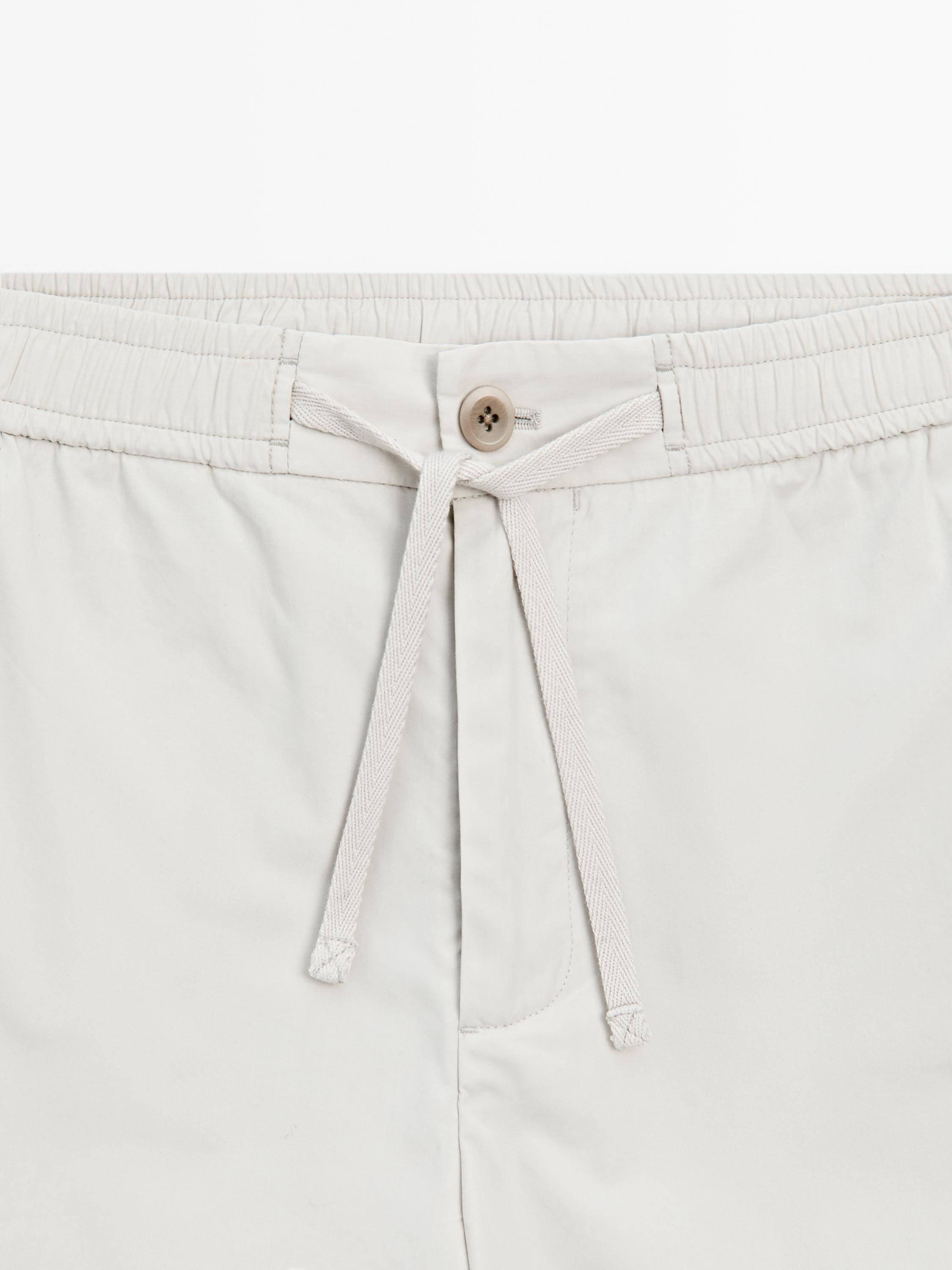 Jogger-fit poplin Bermuda shorts