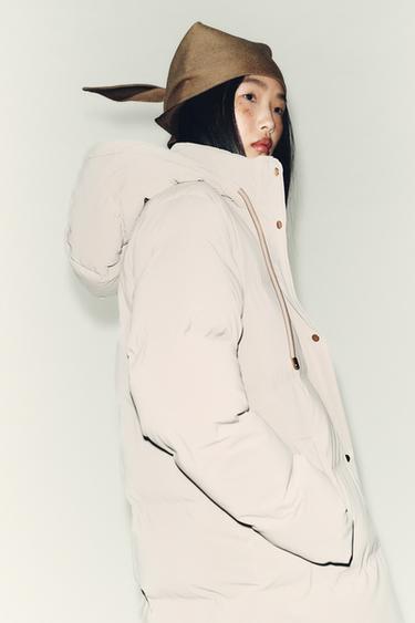 SEMI-LONG RUBBERISED WINDPROOF ANORAK - Ecru by Zara