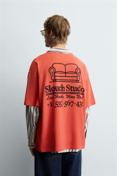 CONTRAST PRINT T-SHIRT - Orange by Zara