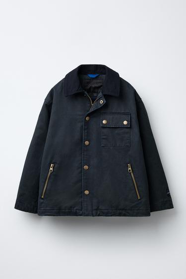 PARKA ENCERADA COM BOLSOS - Azul-marinho da Zara - Imagem 0