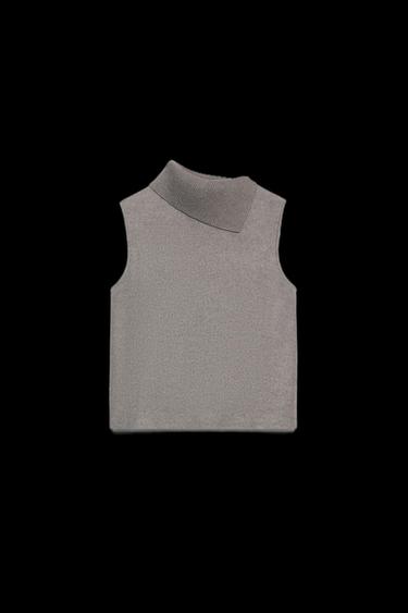 Zara SOFT OPEN NECK TOP - Gray