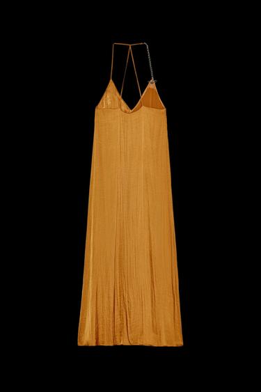 VESTIDO MIDI SATINADO FORNITURA - Naranjas de Zara