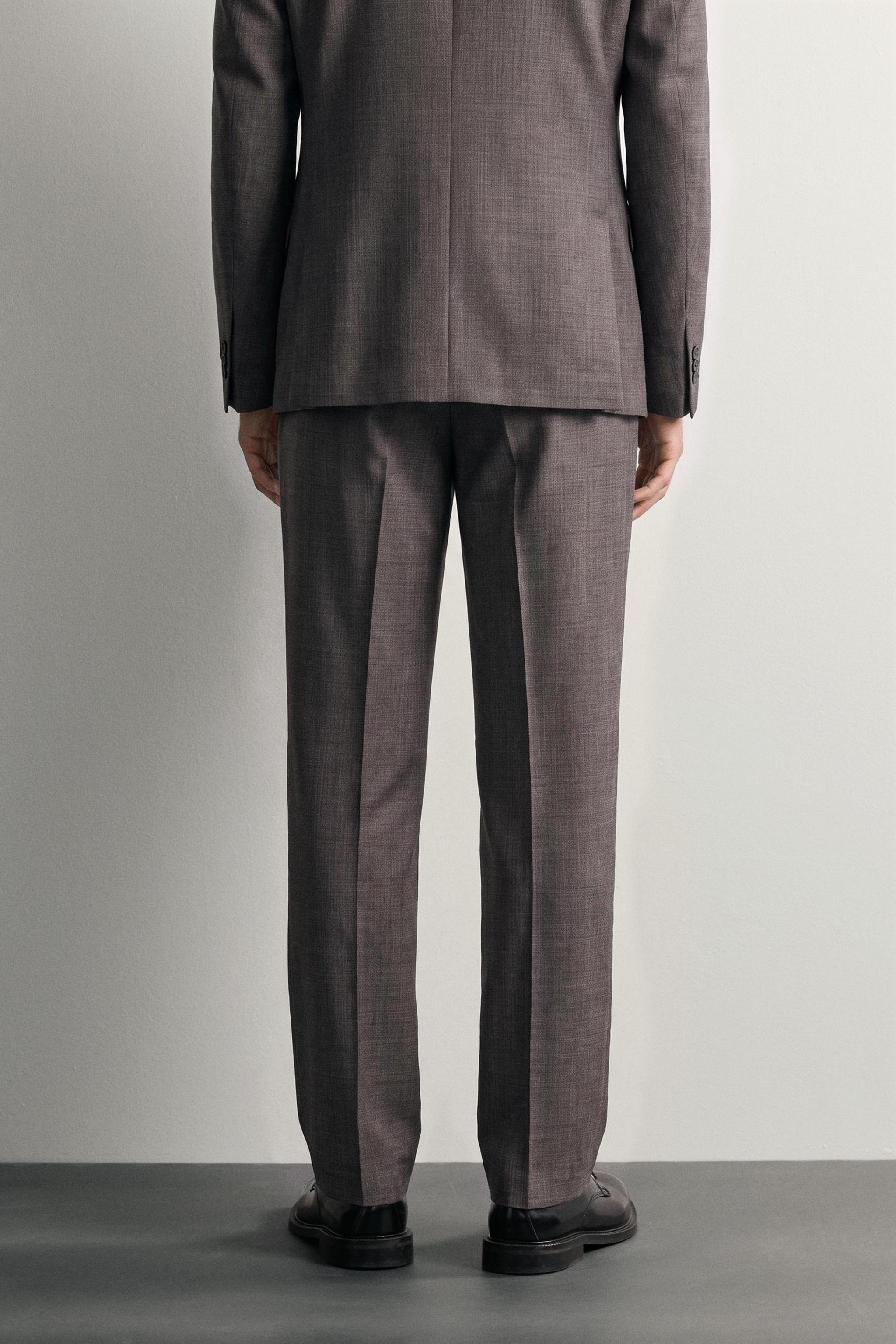 PANTALON DE COSTUME À CARREAUX EN LAINE