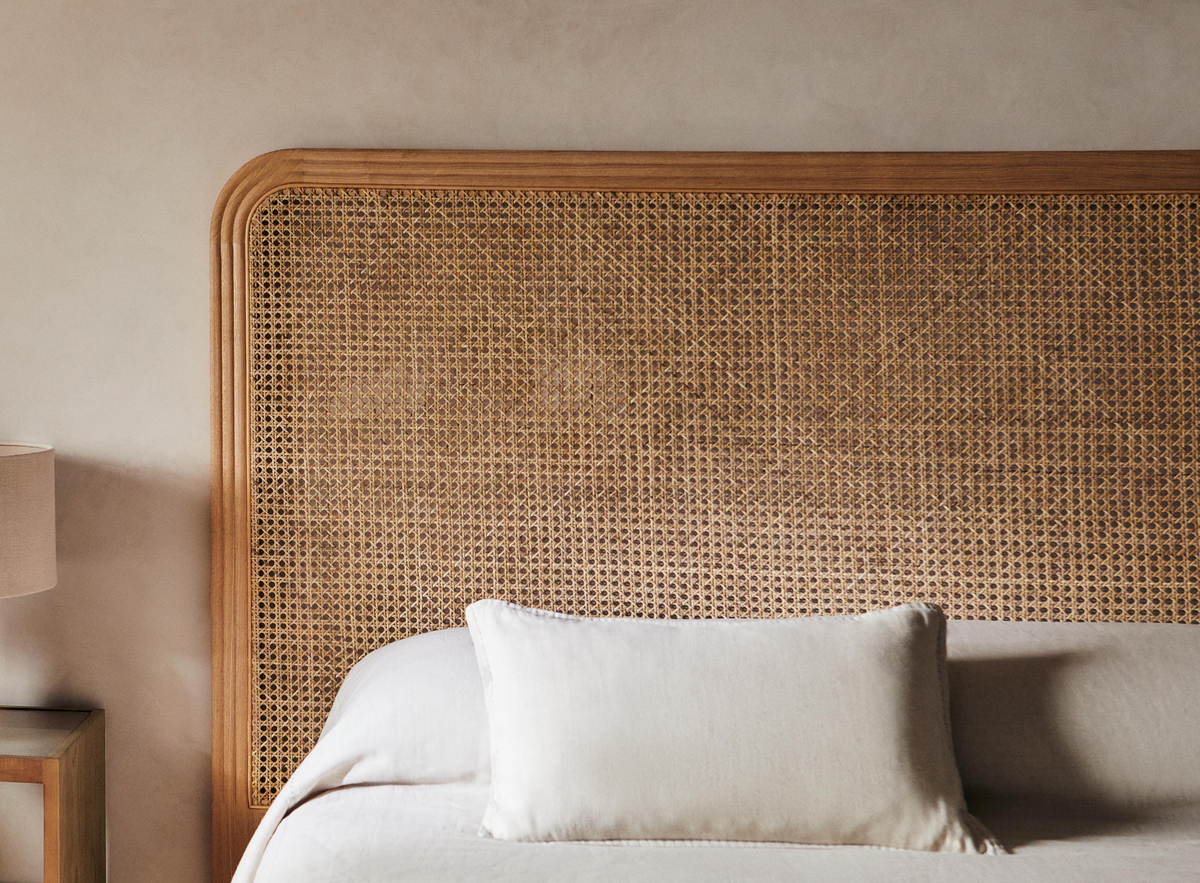 ASH AND RATTAN HEADBOARD — Light beige