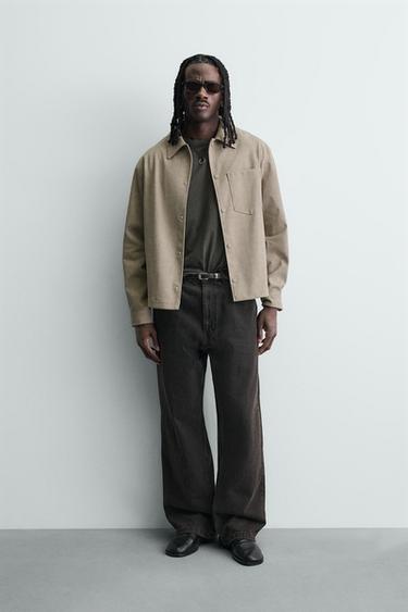 SOBRECAMISA EFECTO ANTE - Gris / Beige de Zara - Imagen 0