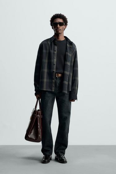CHECK SHIRT - Dark navy by Zara - Image 0