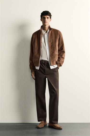 CAZADORA BOMBER EFECTO ANTE - Marrón de Zara - Imagen 0
