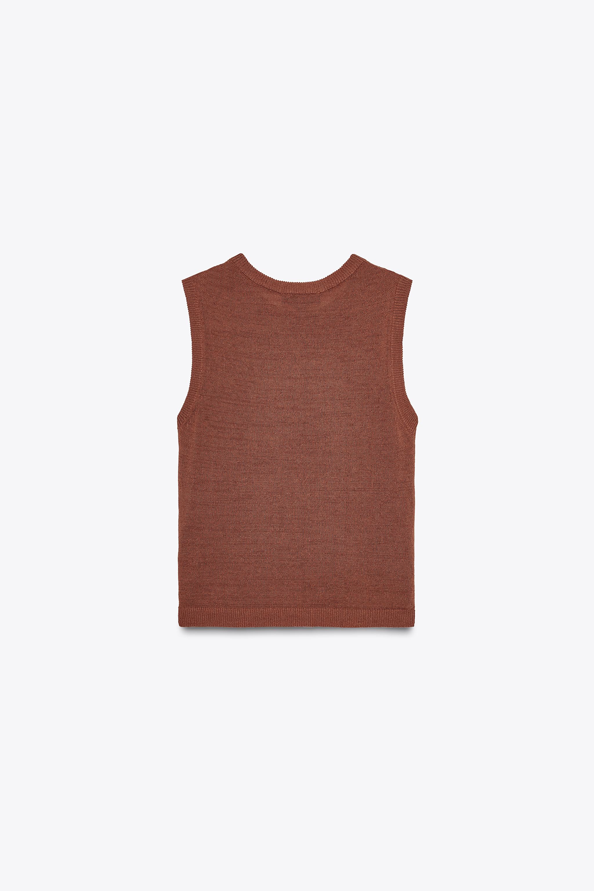 LINEN KNIT VEST TOP - Brandy | ZARA United States LINEN KNIT VEST TOP - Brandy | ZARA United States