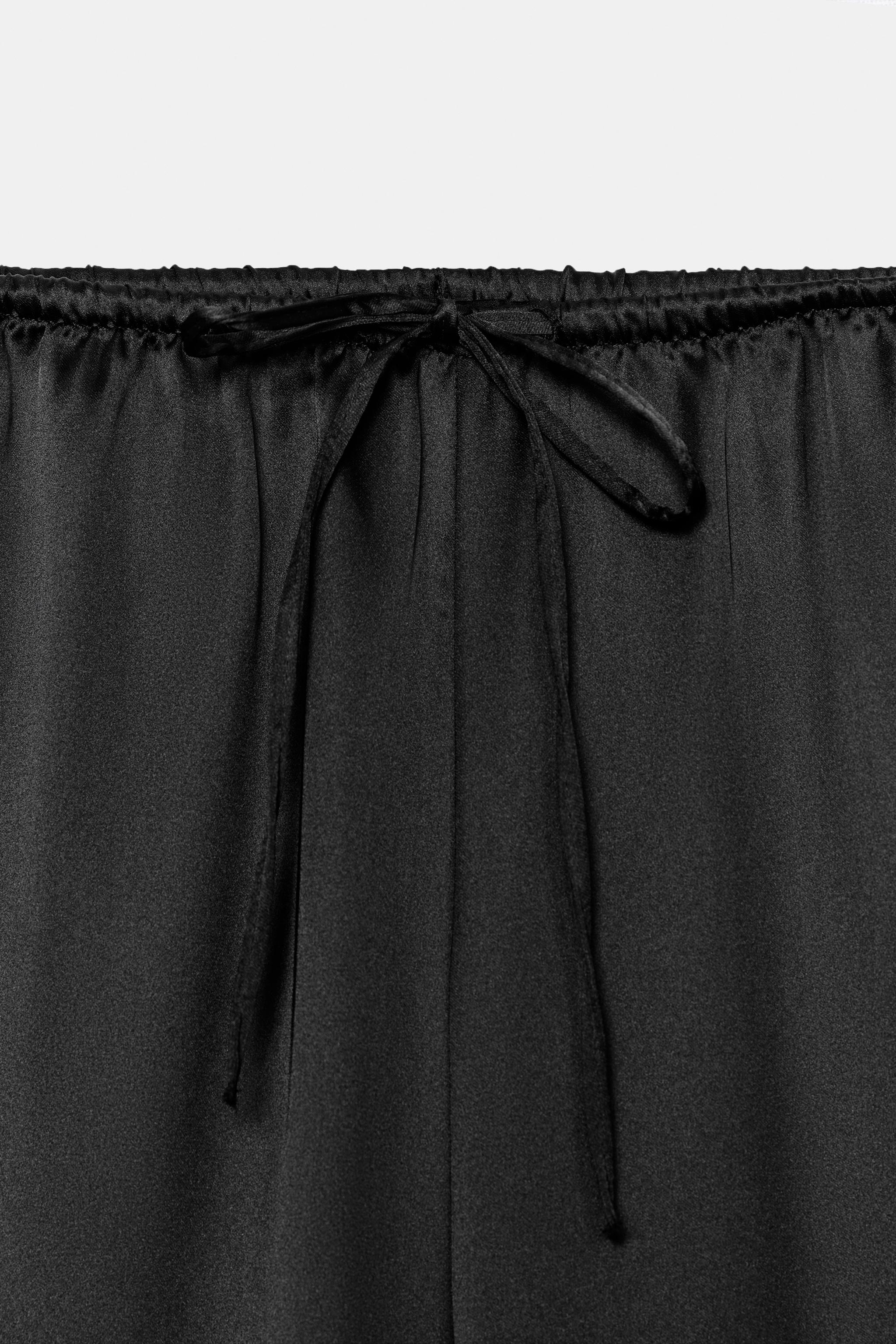 Zara SATEN YÜZEYLİ BAĞCIKLI PANTOLON görsel 7