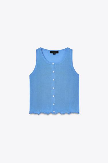 RUFFLED KNIT TOP - Blue by Zara - Image 5