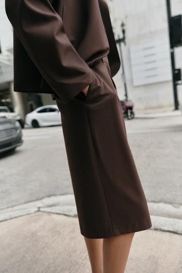 LONG BERMUDA SHORTS WITH DARTS - Brown by Zara - Image 3