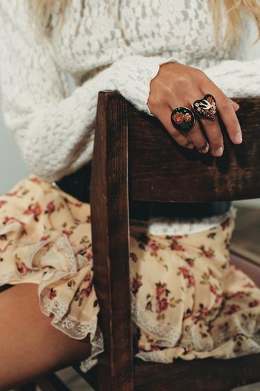 2-PACK OF RESIN SHAPE RINGS - Golden by Zara