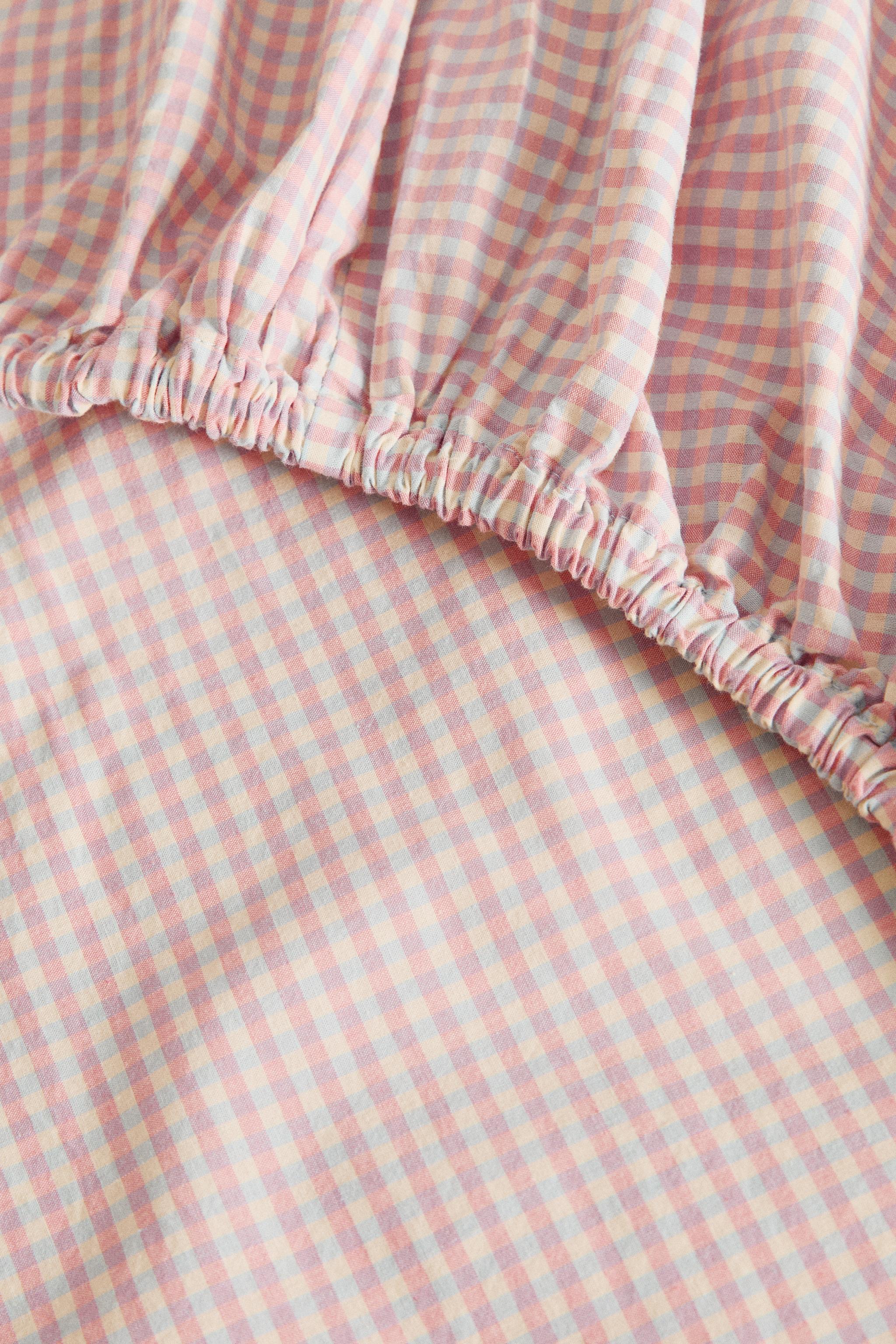 KIDS' GINGHAM COTTON FITTED SHEET
