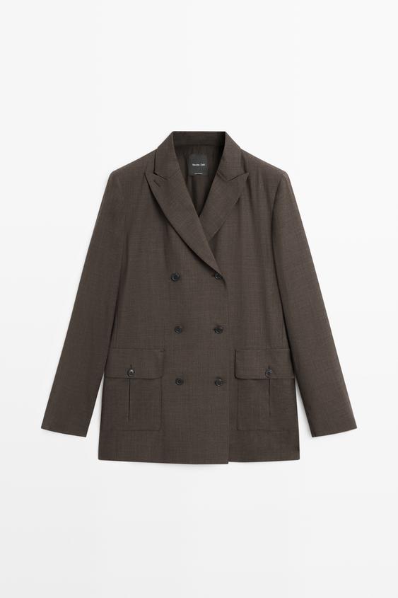 Zara Double-breasted blazer with pocket detail - Cobalt - Image 0