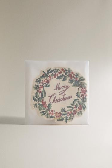 SET OF CHRISTMAS WREATH PAPER NAPKINS (SET OF 20) - Red by Zara - Image 3