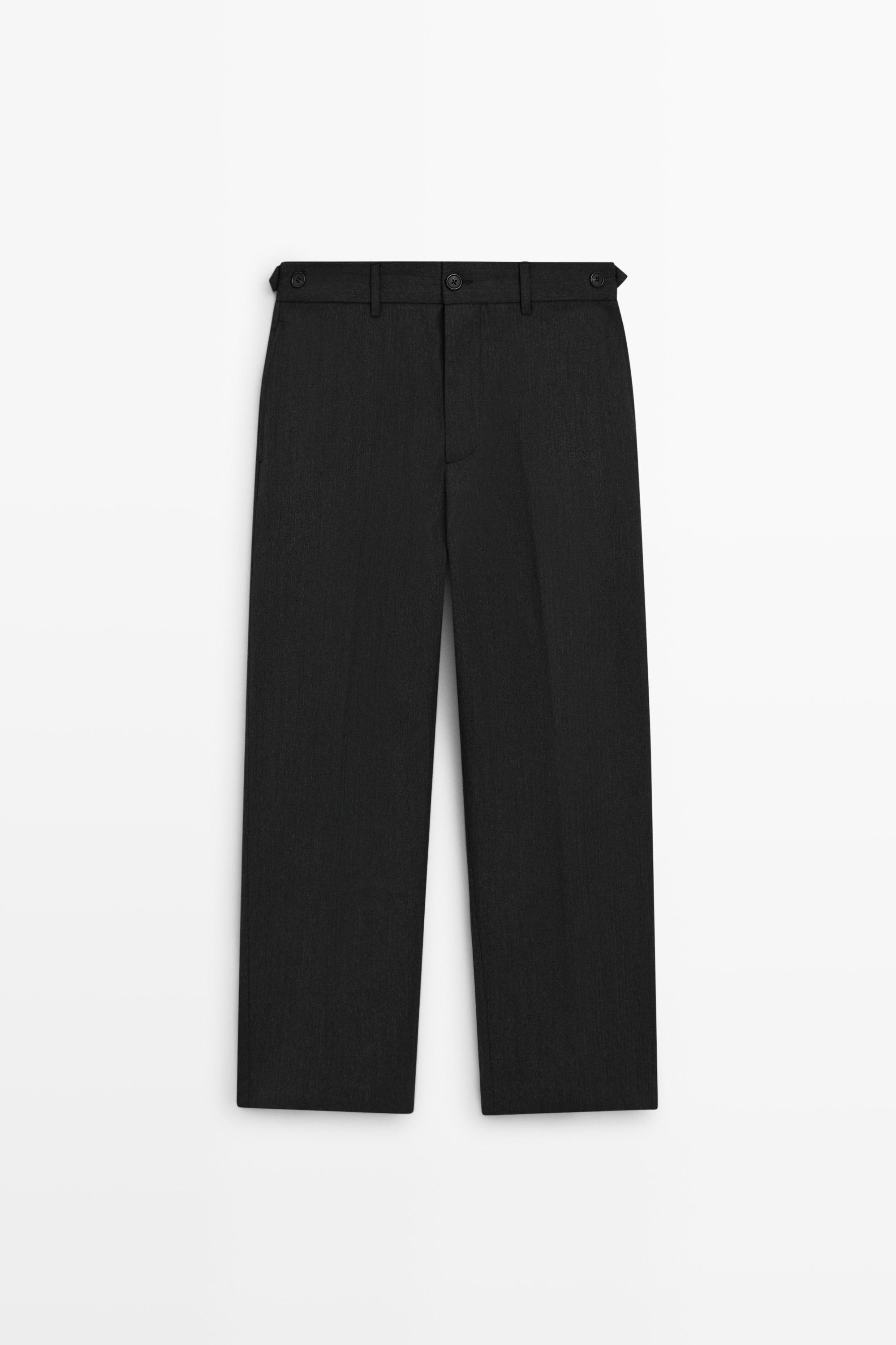 Pantalon relaxed fit à chevrons 100 % laine
