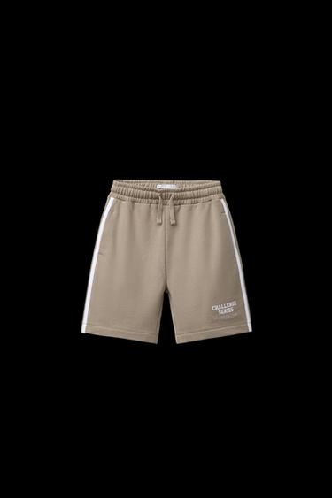 CONTRAST TRIM JOGGING BERMUDA SHORTS - Beige by Zara - Image 0