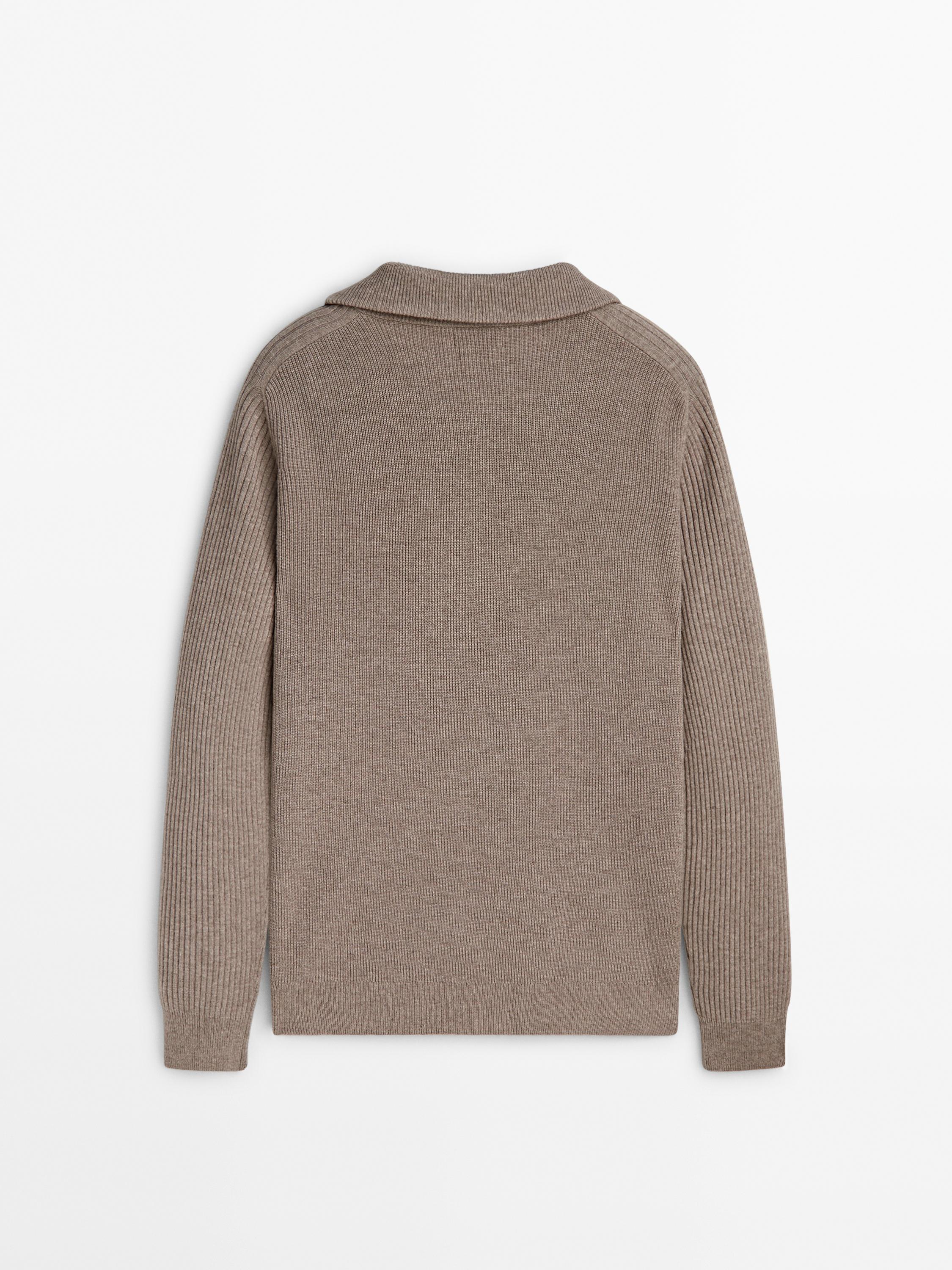 Combined knit mock neck sweater with zip - Ecru | ZARA Canada