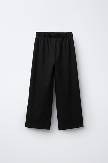 ENSEMBLE SWEAT ET PANTALON EN MOLLETON À JAMBES LARGES UNIE - Noir de Zara - Image 5