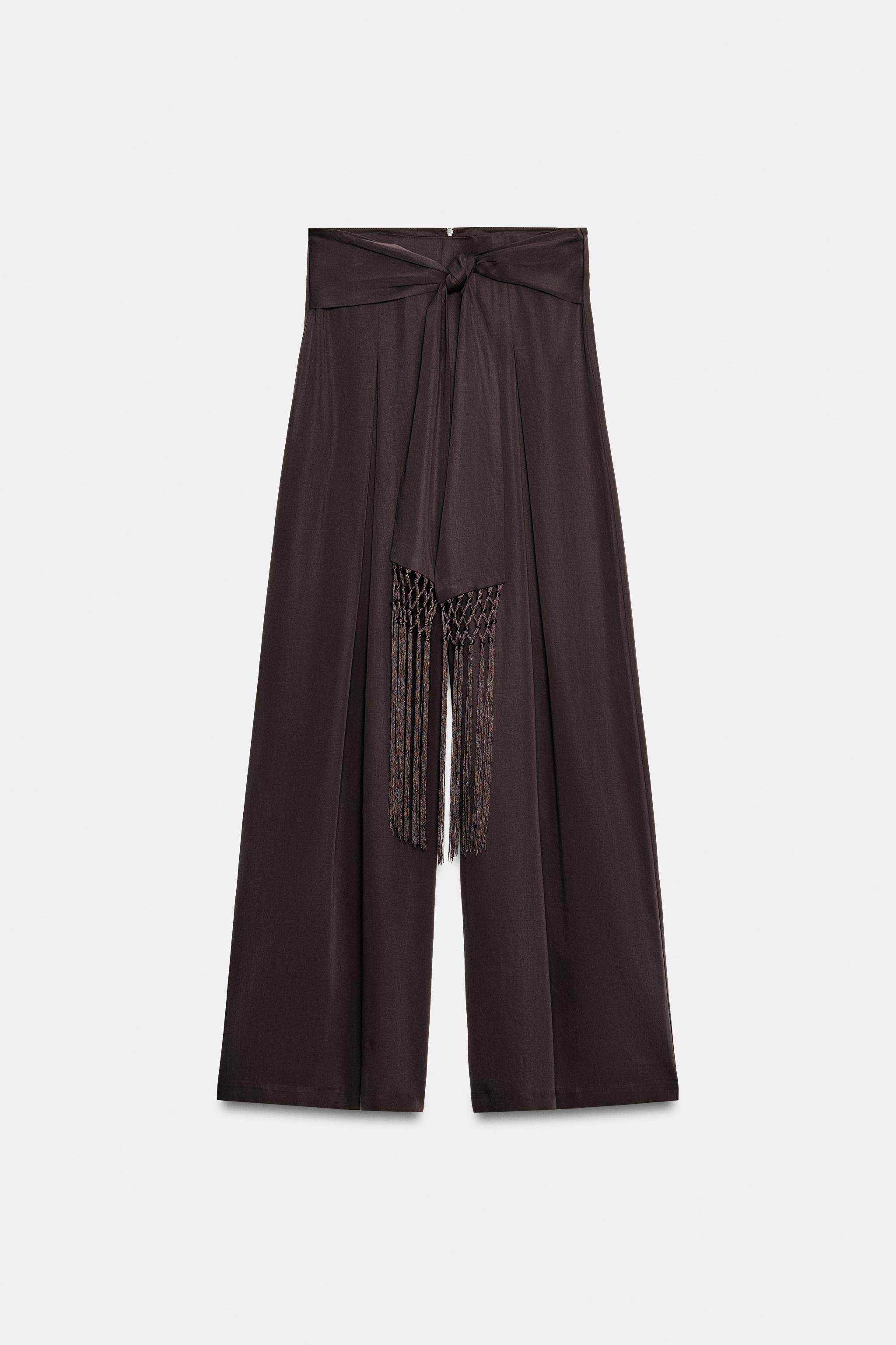 Zara Püskül Kemerli Pantolon görsel 7