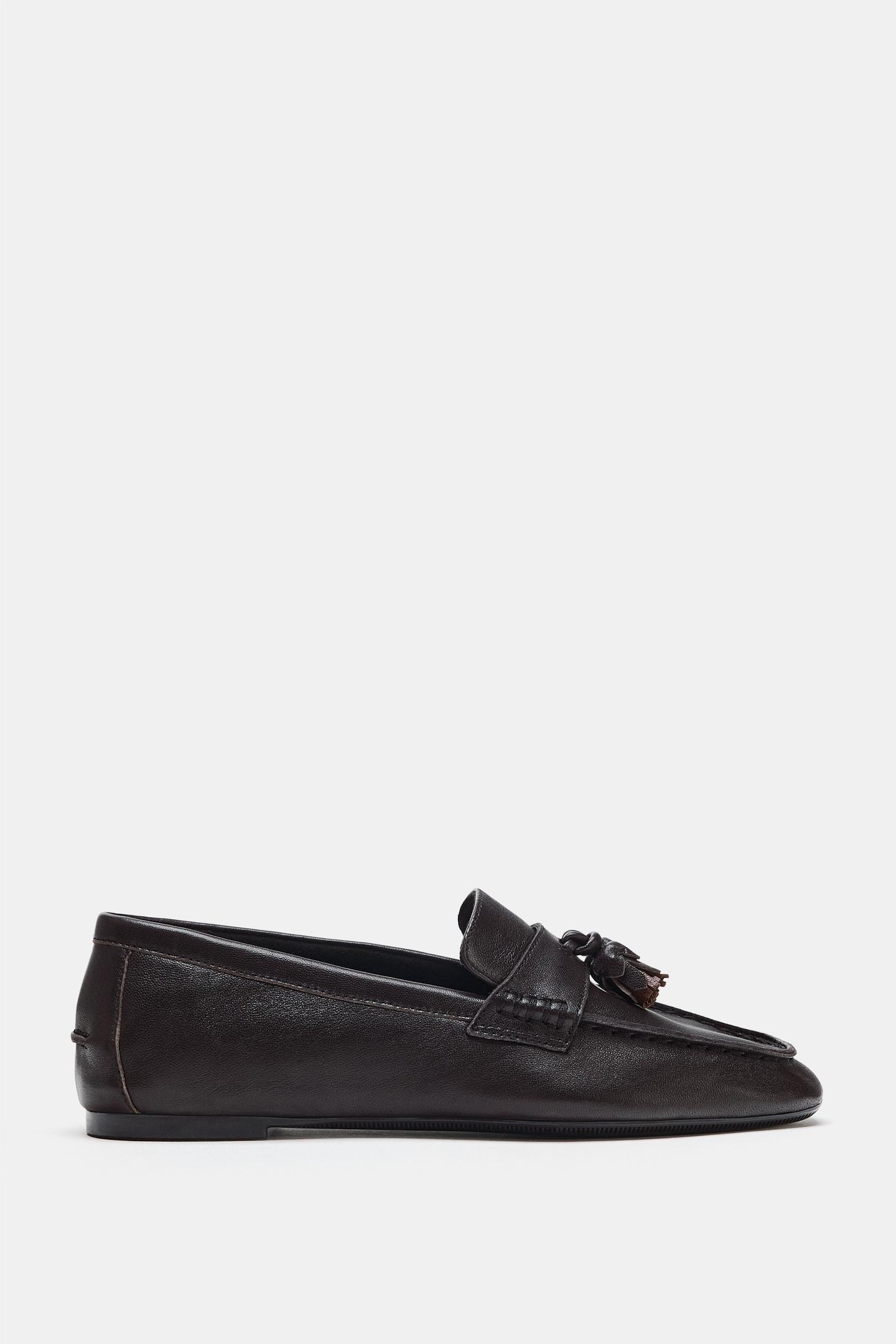 Туфли Zara Leather Tassel, цвет: Чёрный — фото 3