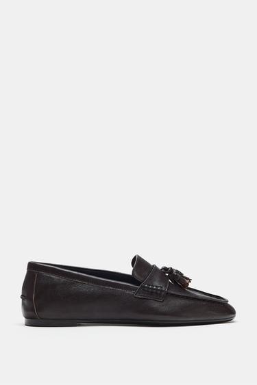 LEATHER TASSEL LOAFERS — Black 2