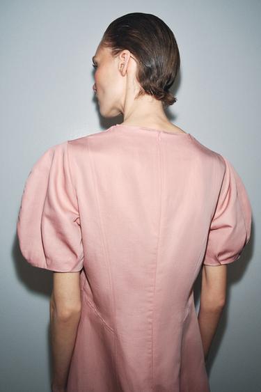 ZW COLLECTION LINEN BLEND MIDI DRESS - Pink by Zara - Image 3