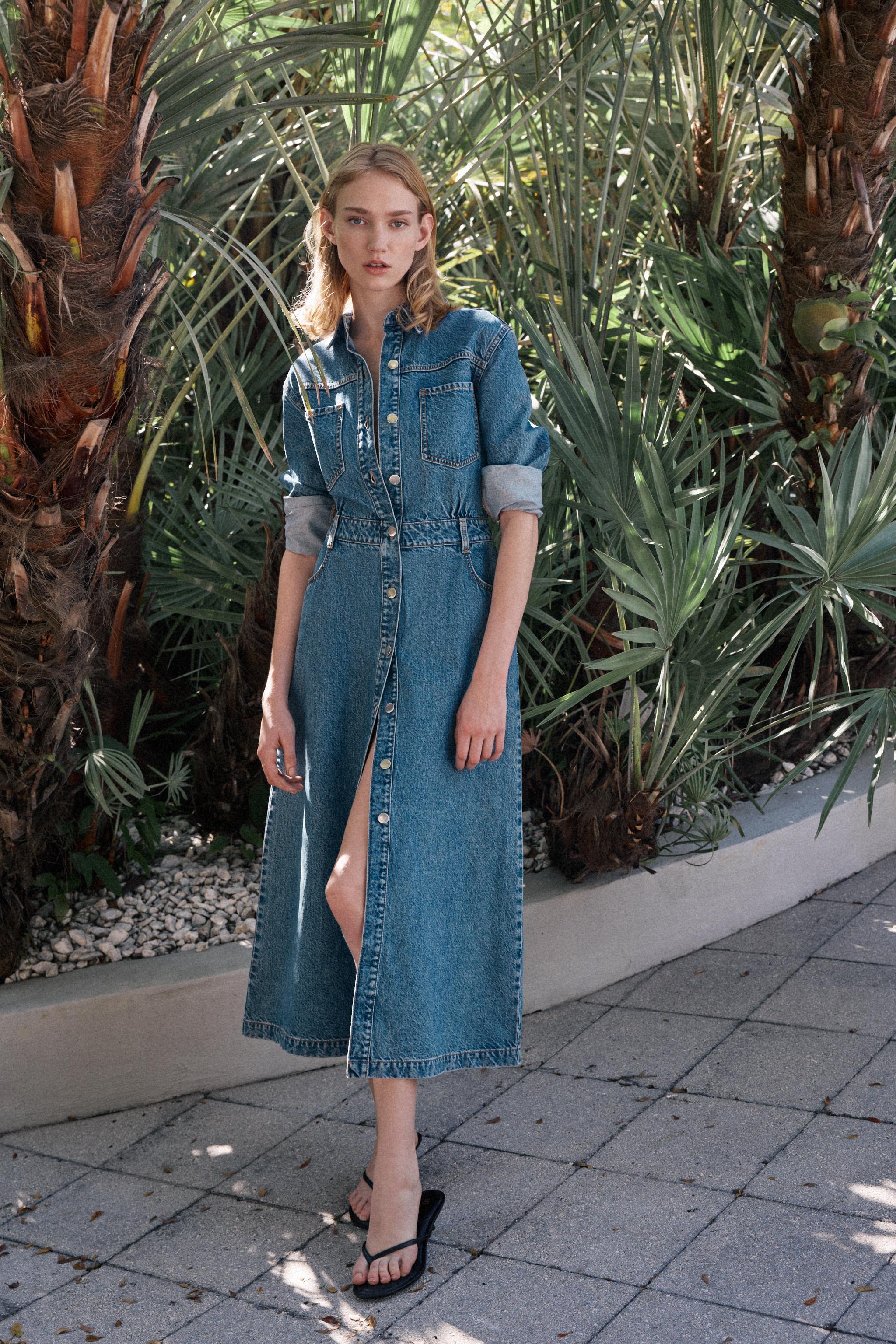 Z1975ミディデニムワンピース - ミディアムブルー | ZARA Japan