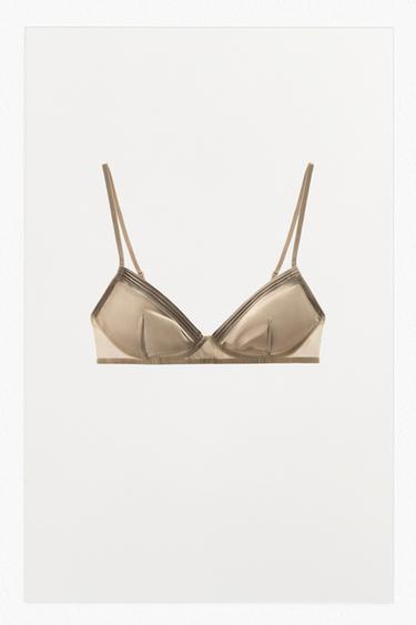 PLEATED SATIN BRALETTE - Pearl / Beige by Zara