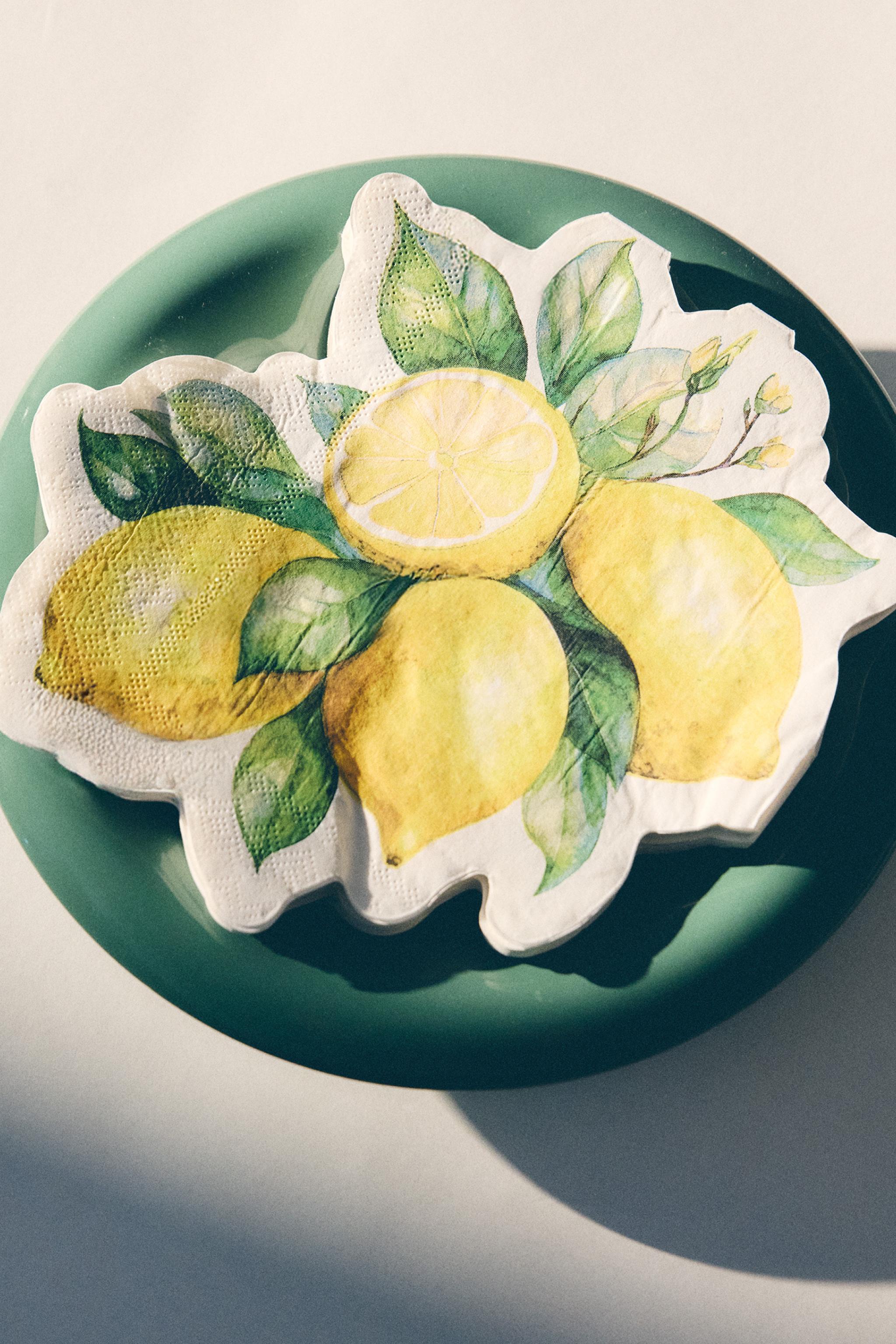 LEMON PRINT PAPER NAPKINS (PACK OF 20) — Yellow
